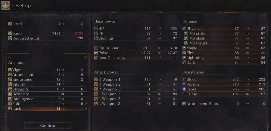 Dark Souls 3 Stats Screen